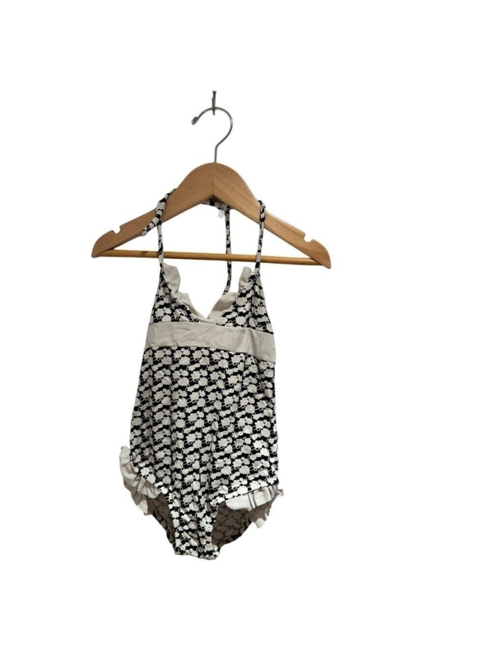 EBERJEY Kids Black and White Floral One Piece Swimsuit - size 4 (fits small)